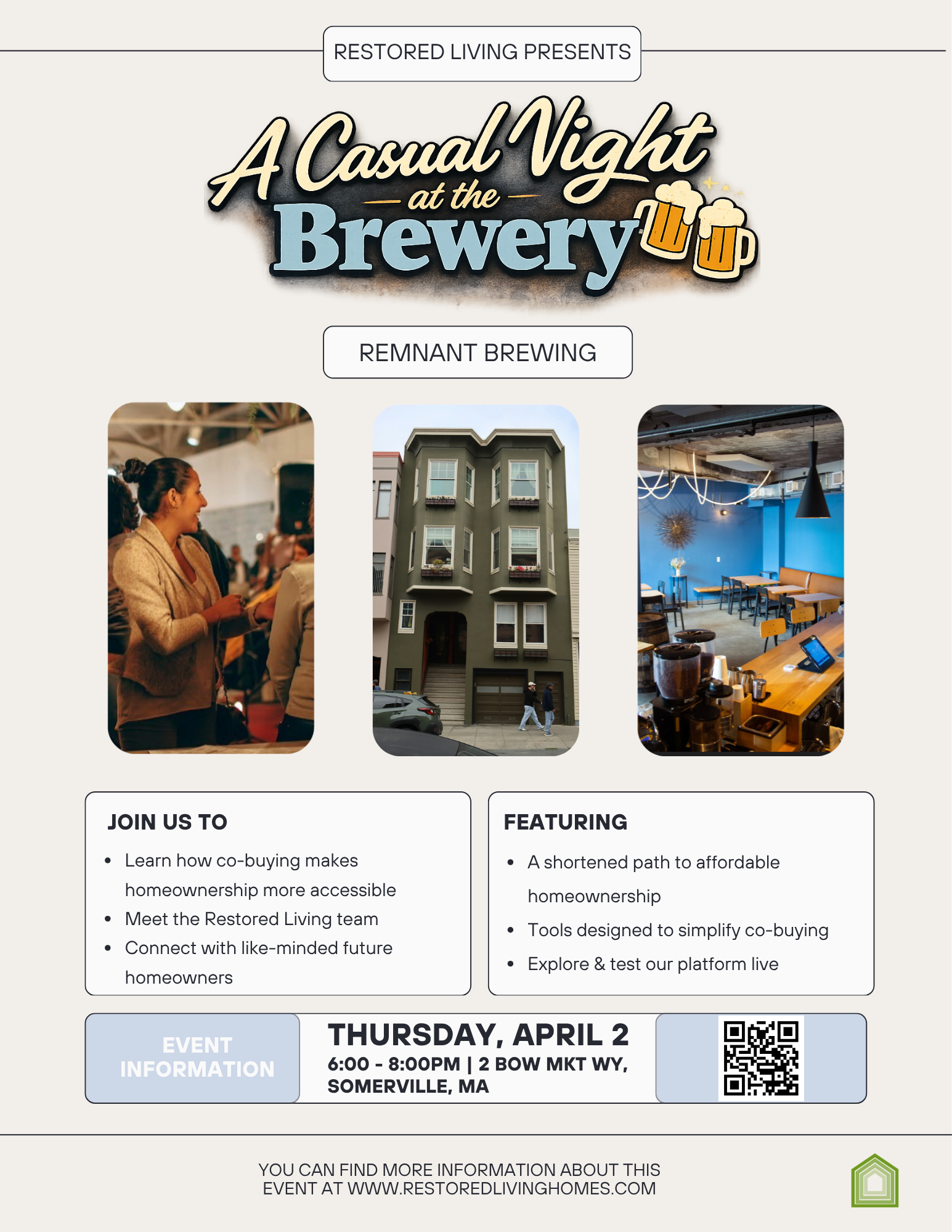 A Casual Night at the Brewery — Remnant Brewing, Thursday April 2, 6–8pm